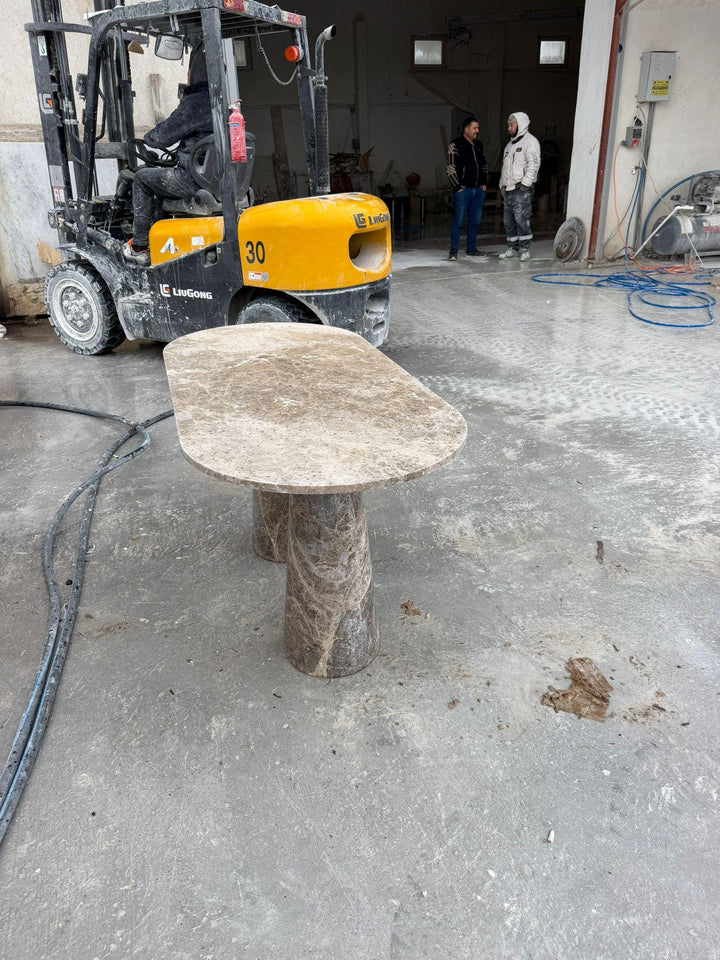 Emperador Dark Brown Marble Dining Table - Handmade Stone Custom Sizes Kitchen Table