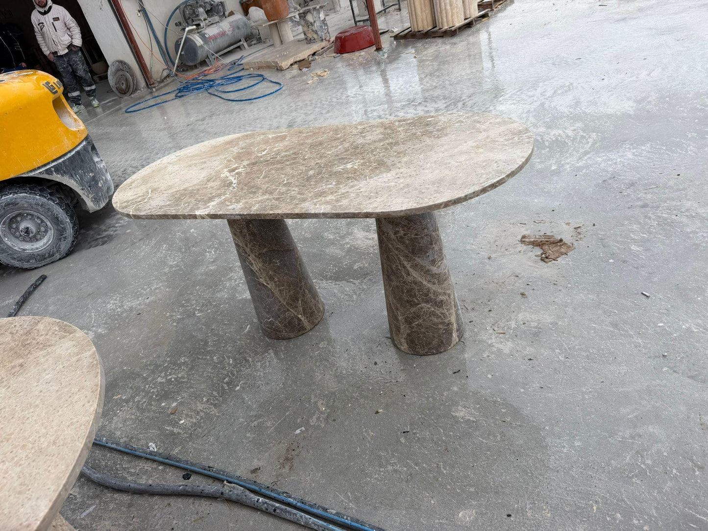 Emperador Dark Brown Marble Dining Table - Handmade Stone Custom Sizes Kitchen Table