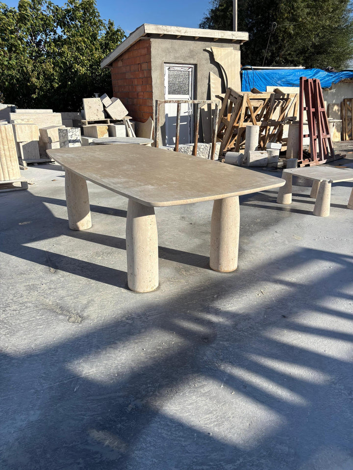 Rectangular Travertine Table Top – Natural Stone Dining Table, Custom Sizes Available