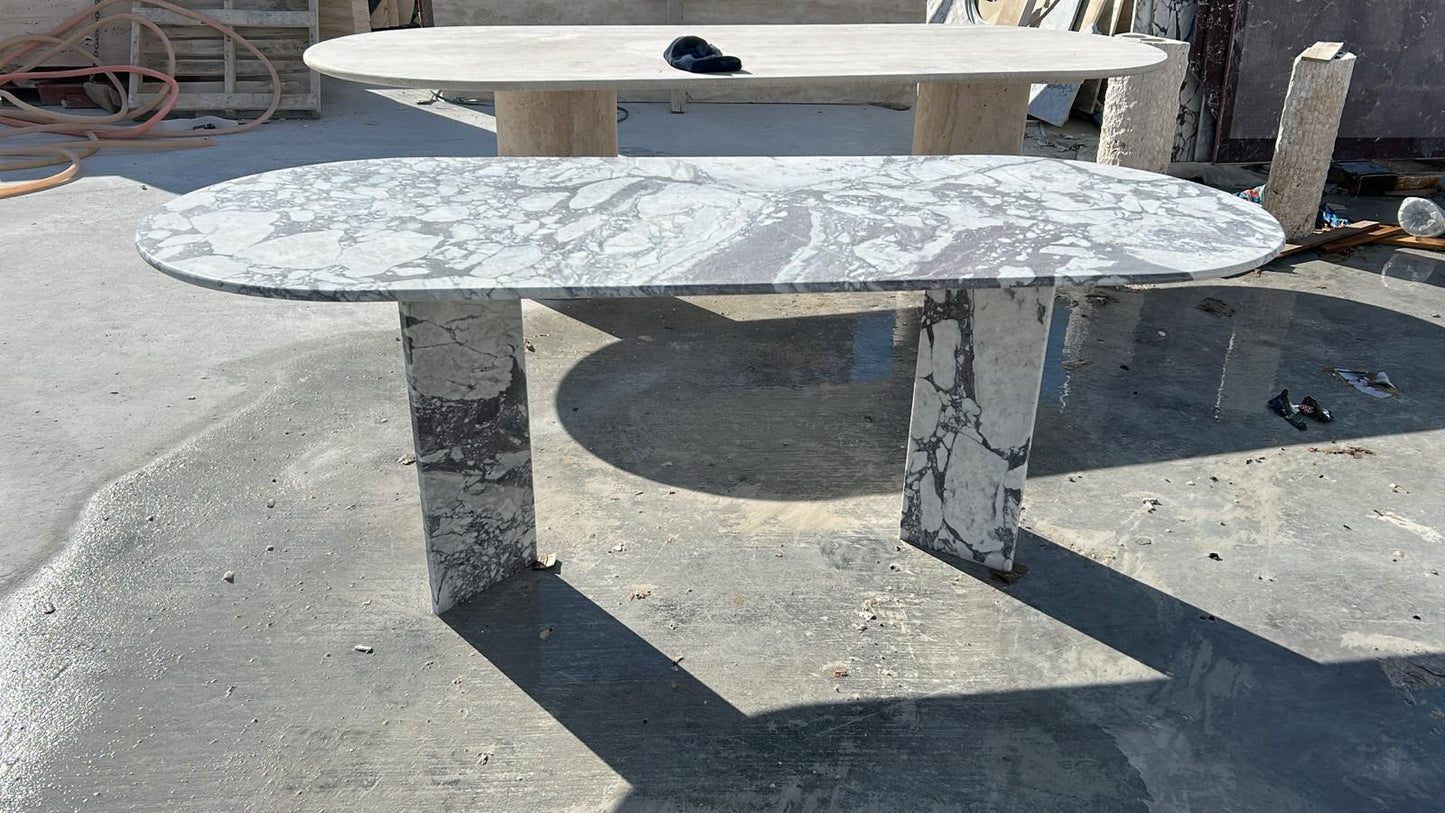 Custom Calacatta Viola Marble Oval Dining Table – Italian Natural Stone Top