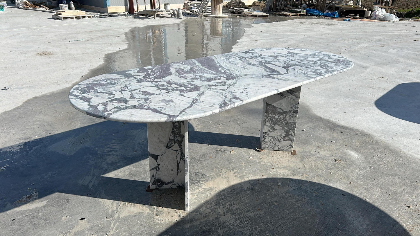 Custom Calacatta Viola Marble Oval Dining Table – Italian Natural Stone Top