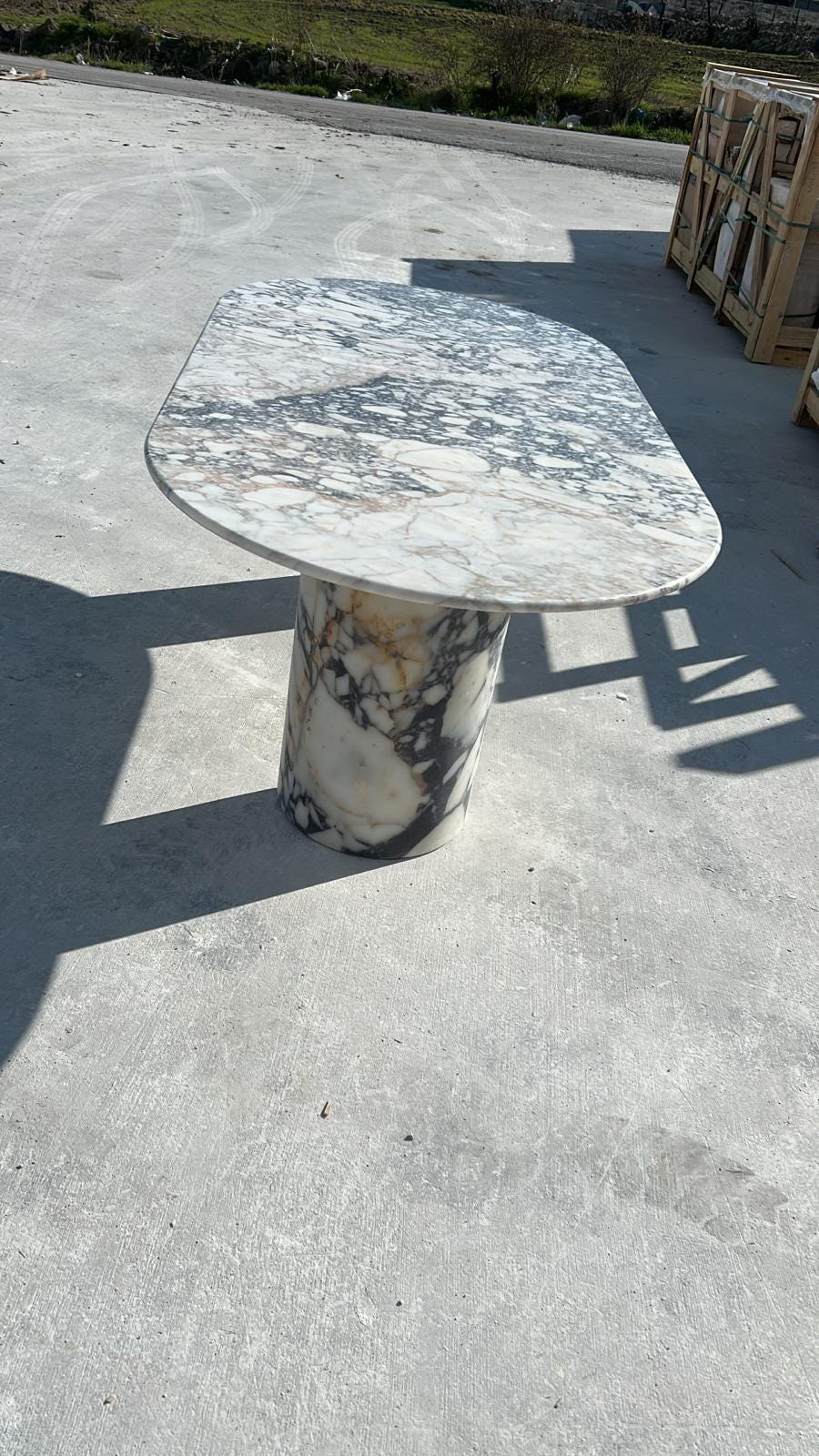 Oval Calacatta Viola Marble Dining Table – Italian Stone, Custom Sizes Available