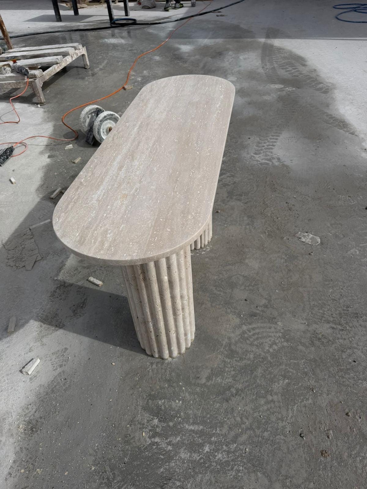 Custom Size Travertine Marble Console Table - Natural Handmade Hallway Entry Table
