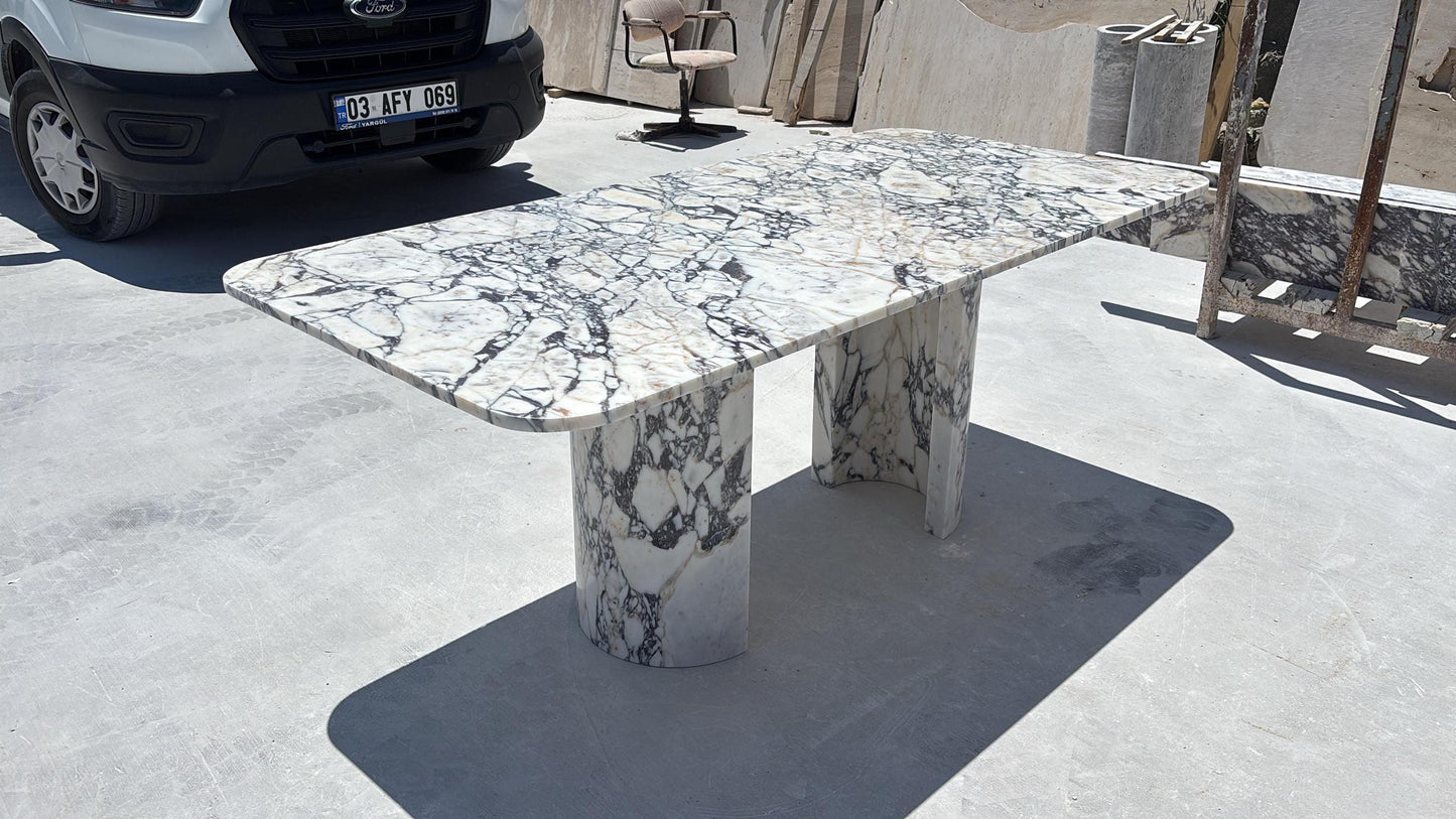 Calacatta Viola Marble Dining Table Top, Modern Luxury Design, Custom Stone Table