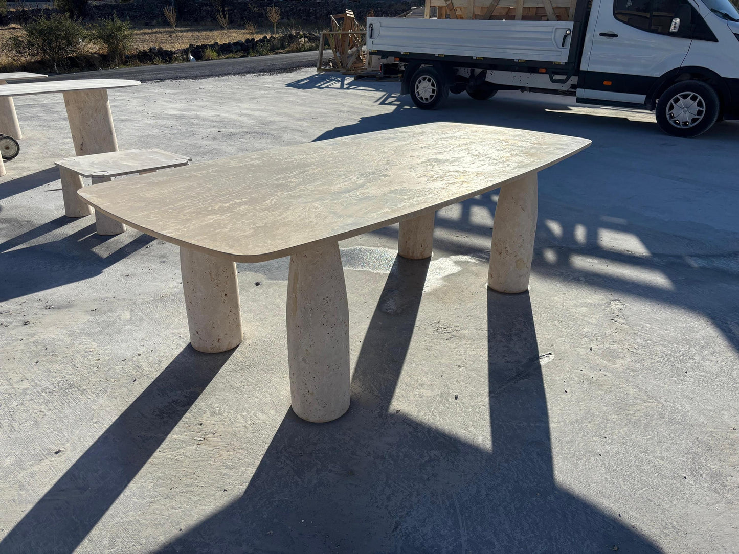 Rectangular Travertine Table Top – Natural Stone Dining Table, Custom Sizes Available