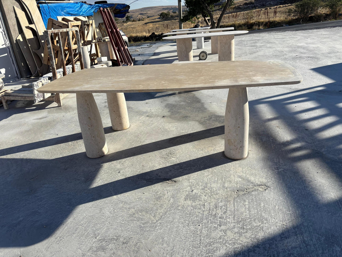 Rectangular Travertine Table Top – Natural Stone Dining Table, Custom Sizes Available